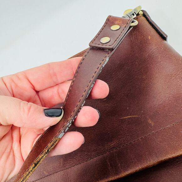 Vintage Brown Leather Shoulder Bag Large Slouchy Tote Satchel Unbranded - Picture 8 of 14